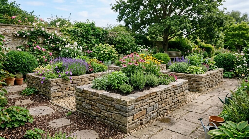 25 Flower Garden Ideas That Will Brighten Your Yard Raised Stone Planters image 202607051133