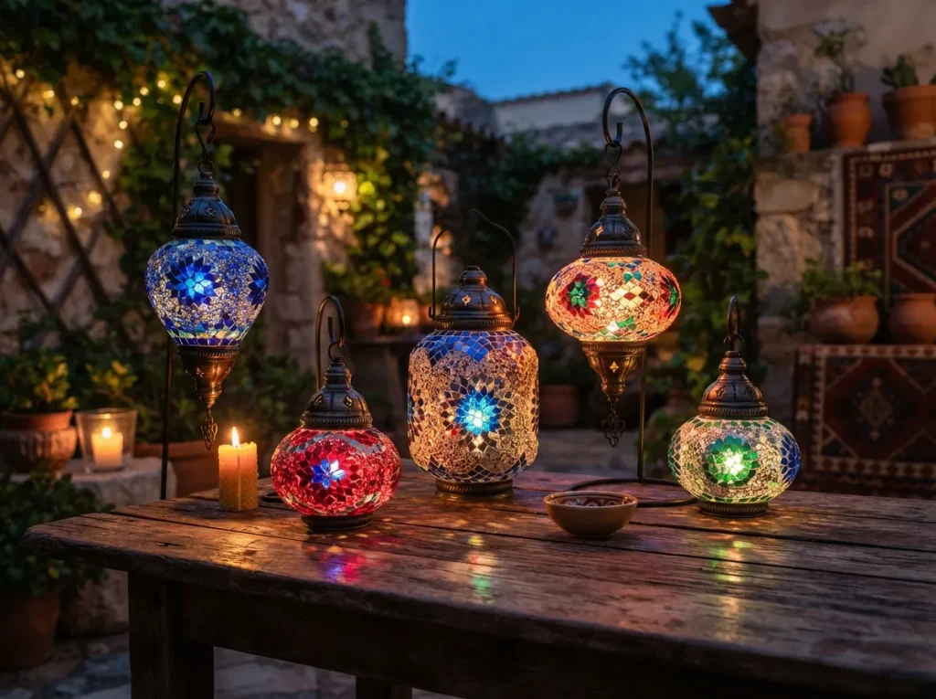 17 Elegant Eid Lantern Garden Lights for a Festive Garden Glow Mosaic Glass Lanterns