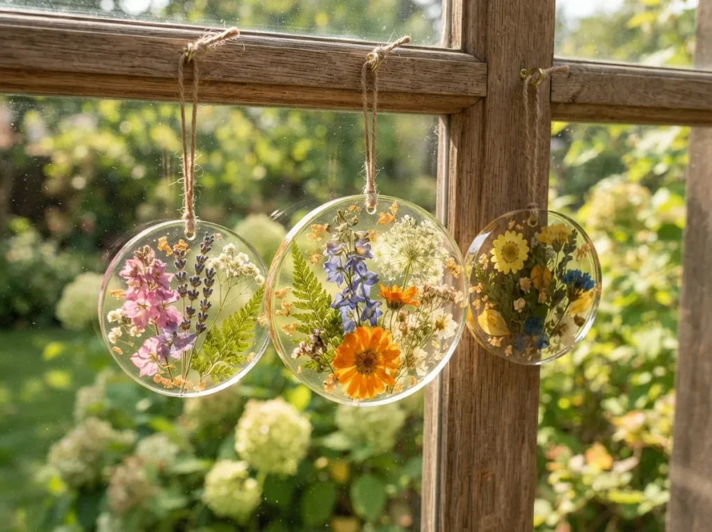 Sun Catchers with Dried Flowers