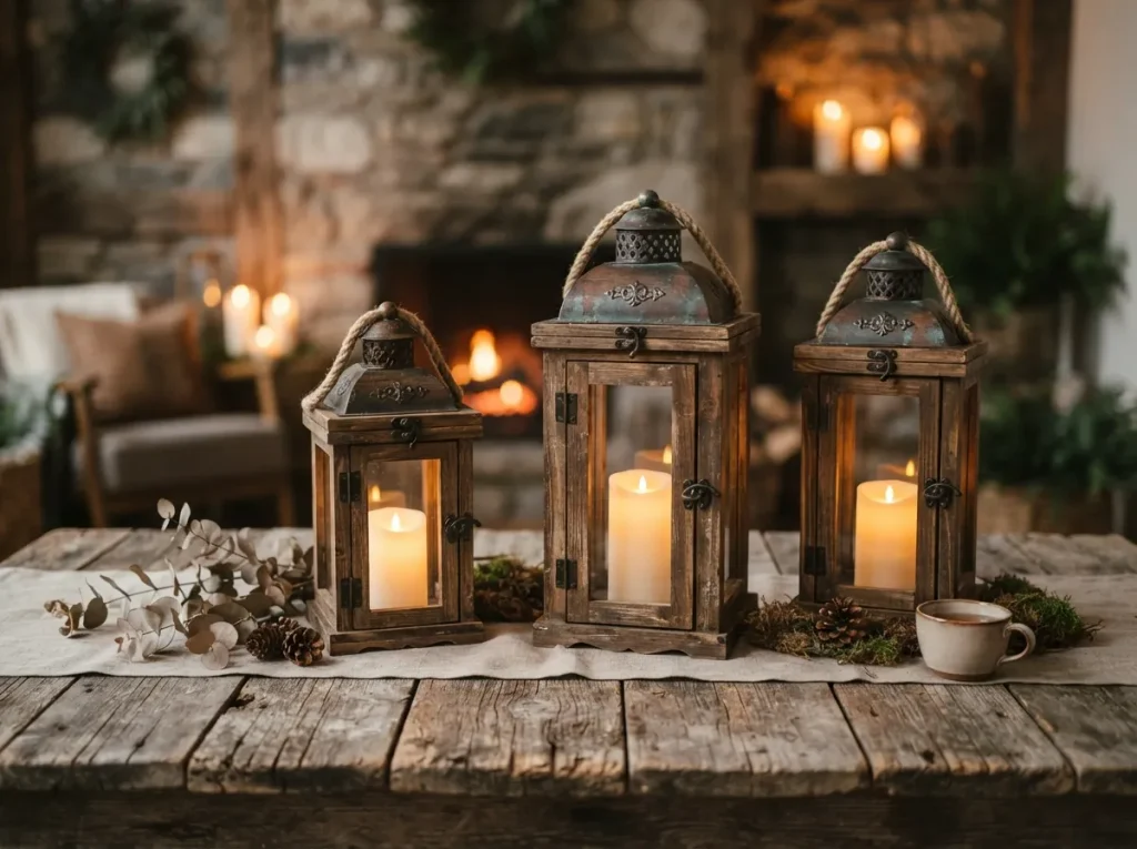 17 Elegant Eid Lantern Garden Lights for a Festive Garden Glow Rustic Wooden Lanterns