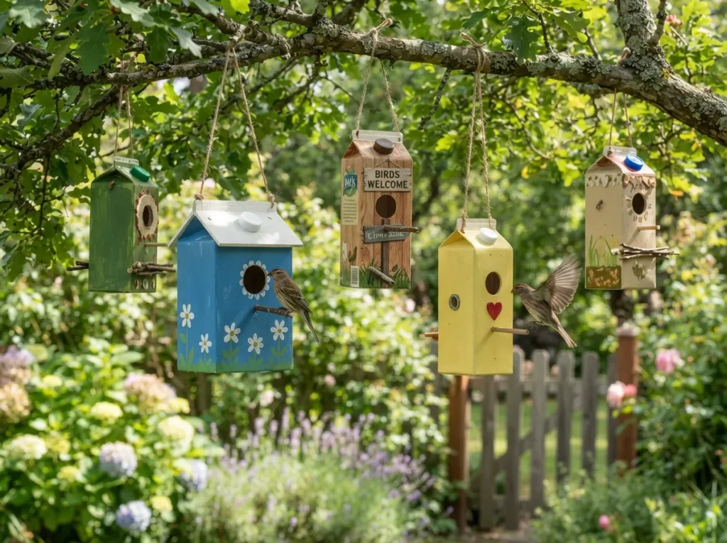 Recycled Milk Carton Birdhouses