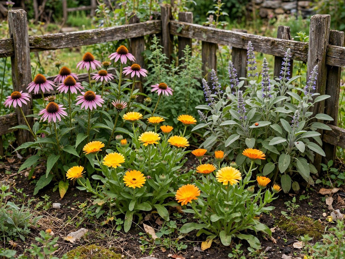 Herbal Garden Ideas 2026 Medicinal herbs growing in a dedicated apothecary garden corner
