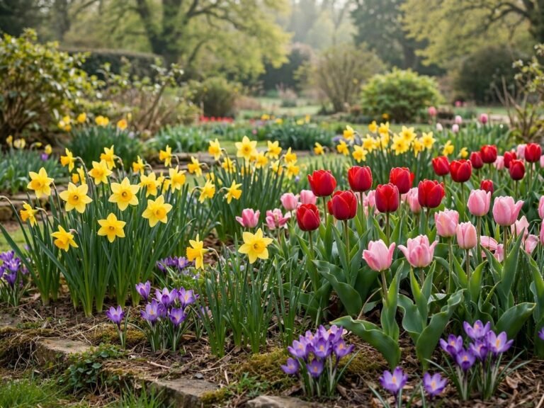 Colorful spring flowers grown from bulbs planted in October