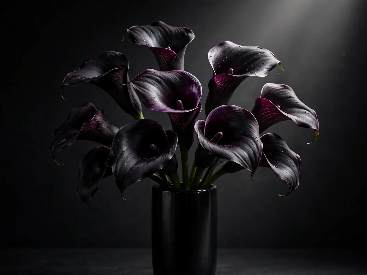 Halloween Flower Arrangements: 10 Spooky Bouquet Ideas Dark Calla Lilies Arrangement