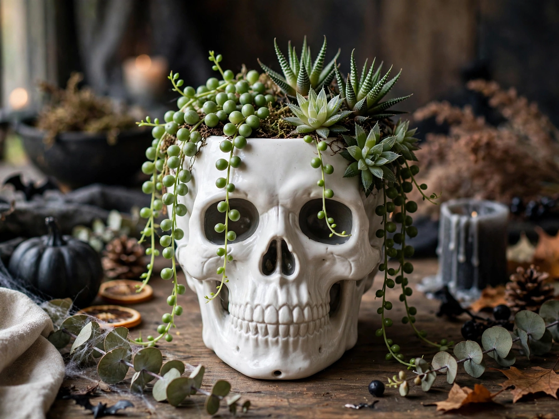 Skull Planter Succulents
