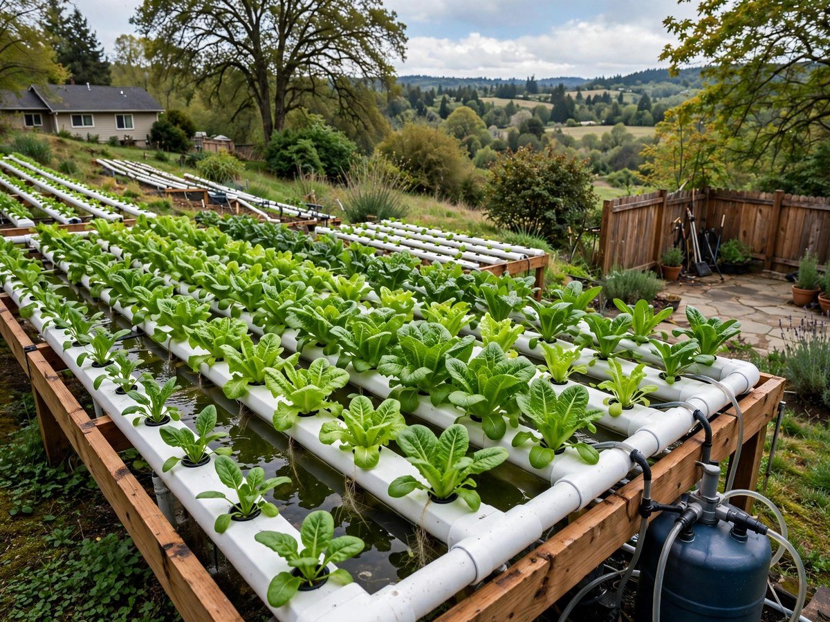 Hydroponic Vegetable Gardening Tips Home hydroponic setup with leafy greens growing in nutrient water channels