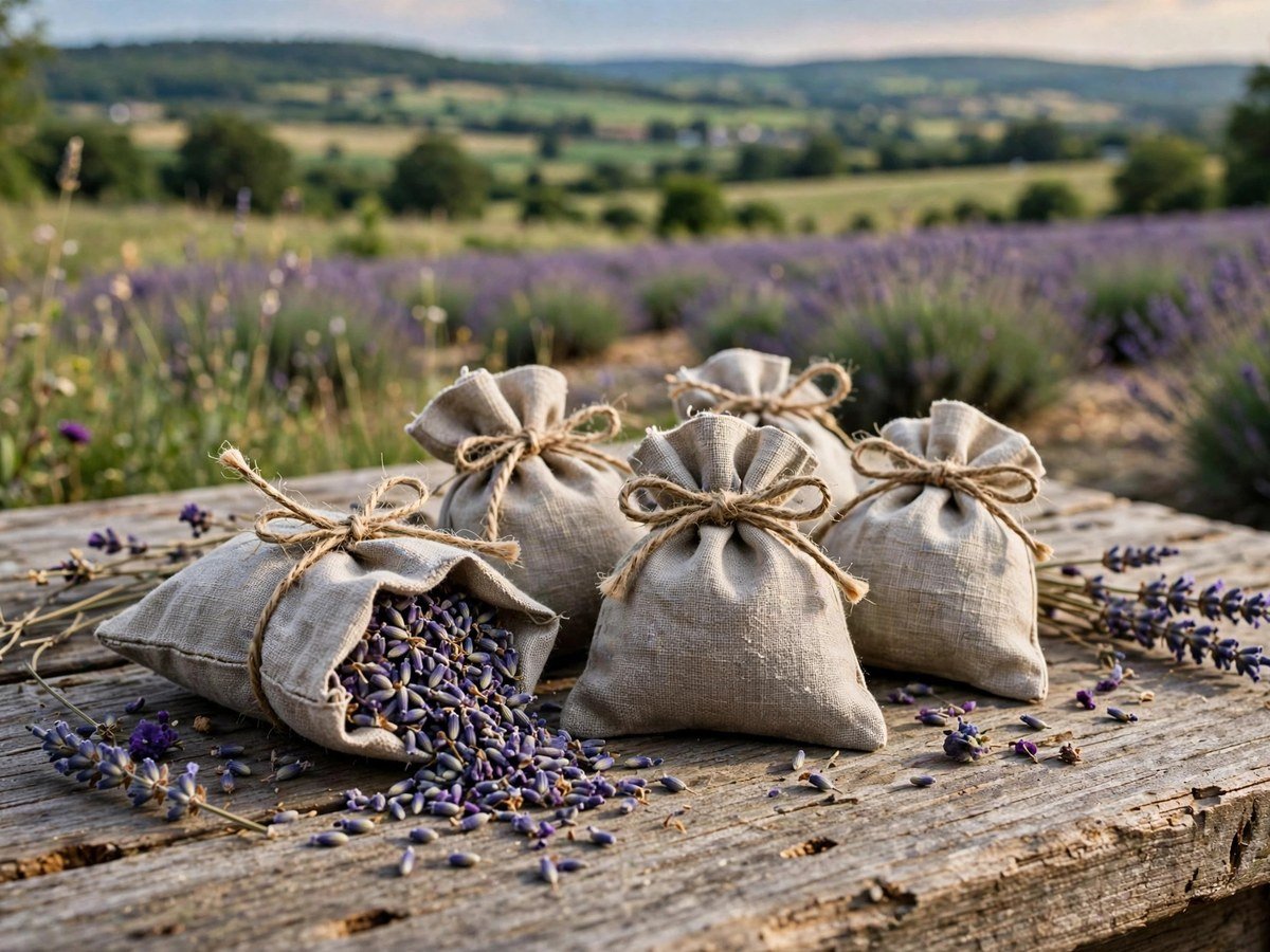 Homegrown Herbal Remedies Handmade lavender sachets with dried purple lavender buds