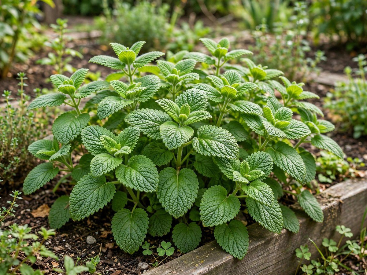Easy Medicinal Plants for Small Gardens Lemon balm herb with bright green leaves in a garden bed