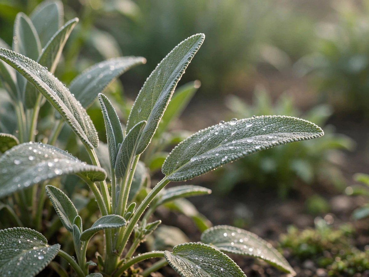 Culinary Herbs for Every Kitchen Soft gray-green sage leaves growing in morning garden light