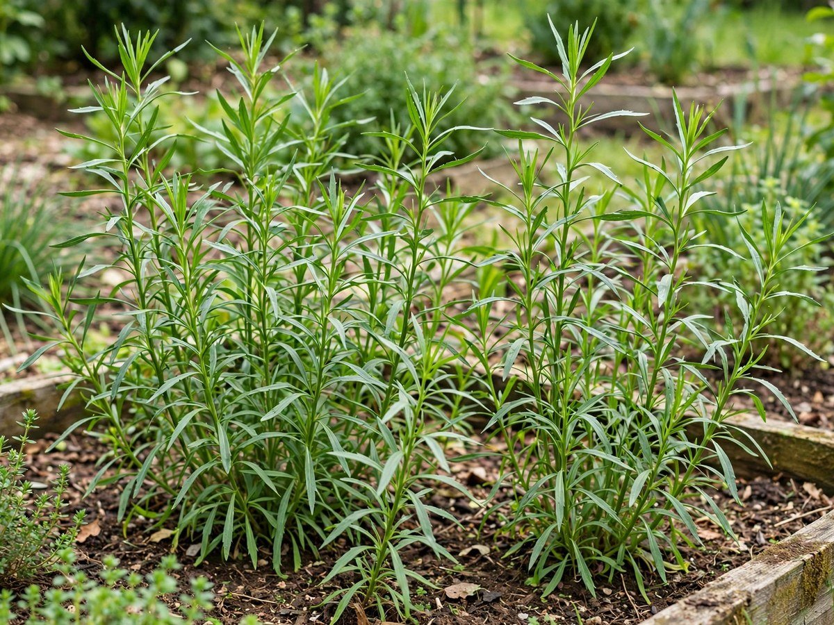 Culinary Herbs for Every Kitchen Slender green tarragon stems growing in a herb garden bed